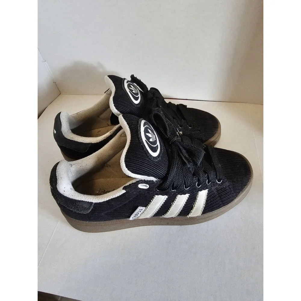 Adidas Campus Black White Gum Sole Sneakers Men's 6 Corduroy Upper - Picture 1 of 8